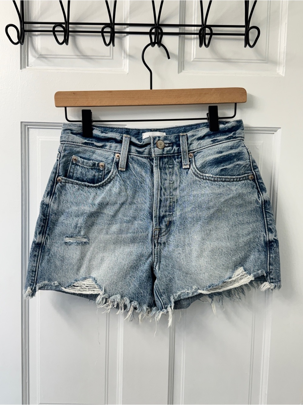 Revolve PISTOLA Nova Shorts High Waist Distressed Denim Sz 24 - Picture 10 of 12
